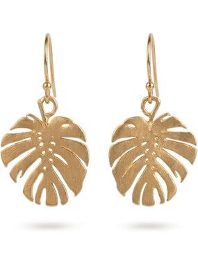Lightweight Palm Leaf Dangle Earrings - Gold Botanical Jewelry, Nature-Inspired
